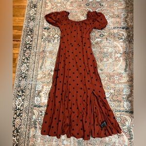 Maeve Midi Dress *no Belt NWOT Rust and Black (Size US 4)